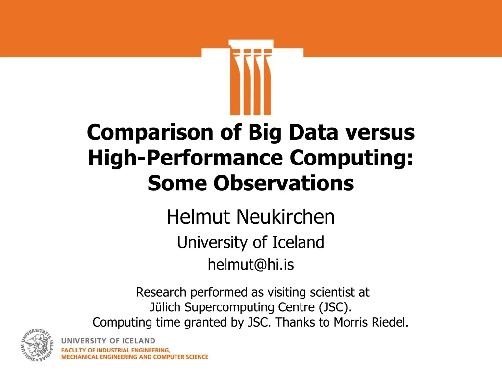 comparison of big data versus high performance computing some observations