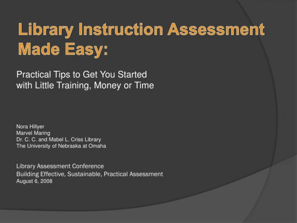 Library Instruction Assessment Made Easy: