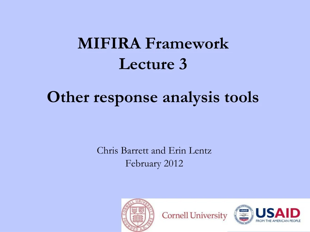 mifira framework lecture 3 other response analysis tools