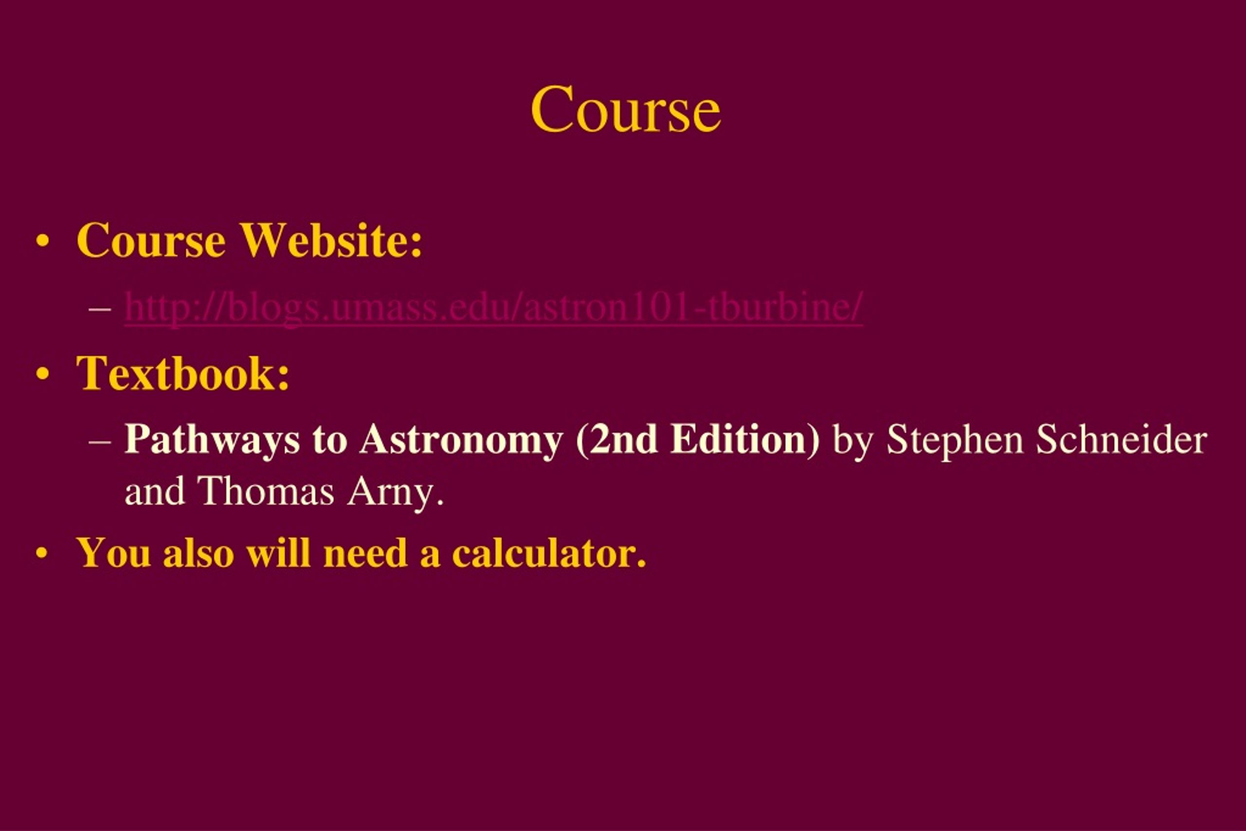 Explore Astronomy 101 Course at UMass Amherst - slide 1