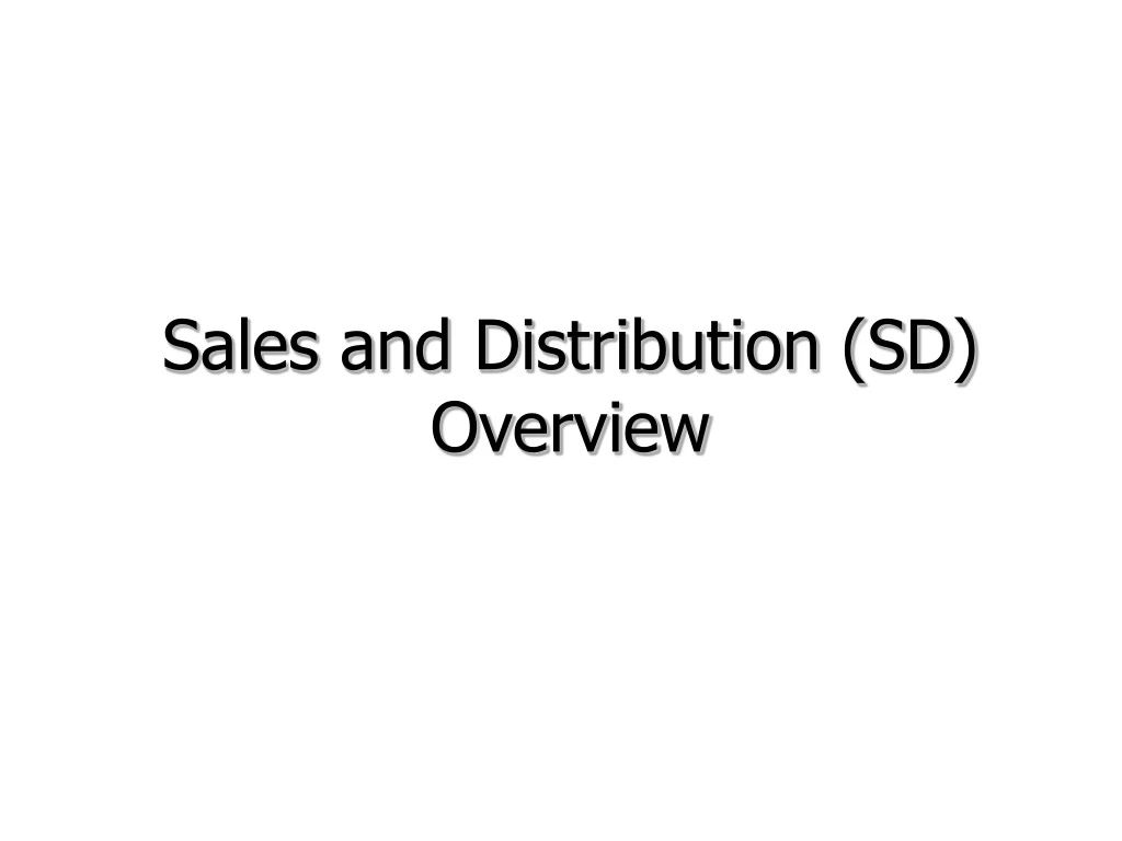 sales and distribution sd overview