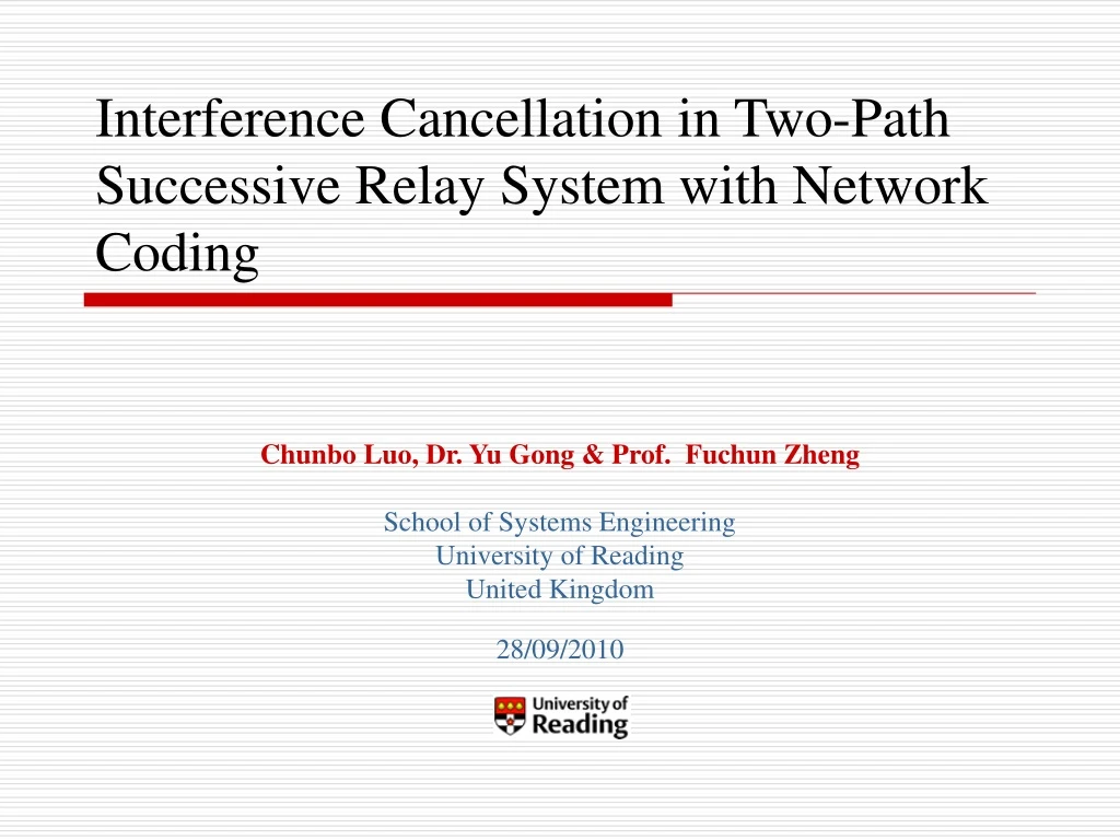 interference cancellation in two path successive relay system with network coding