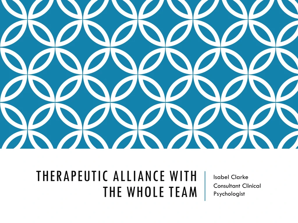 therapeutic alliance with the whole team