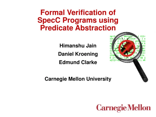 Formal Verification of SpecC Programs using Predicate Abstraction