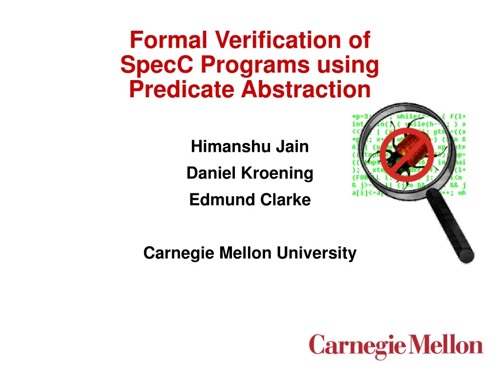 formal verification of specc programs using predicate abstraction