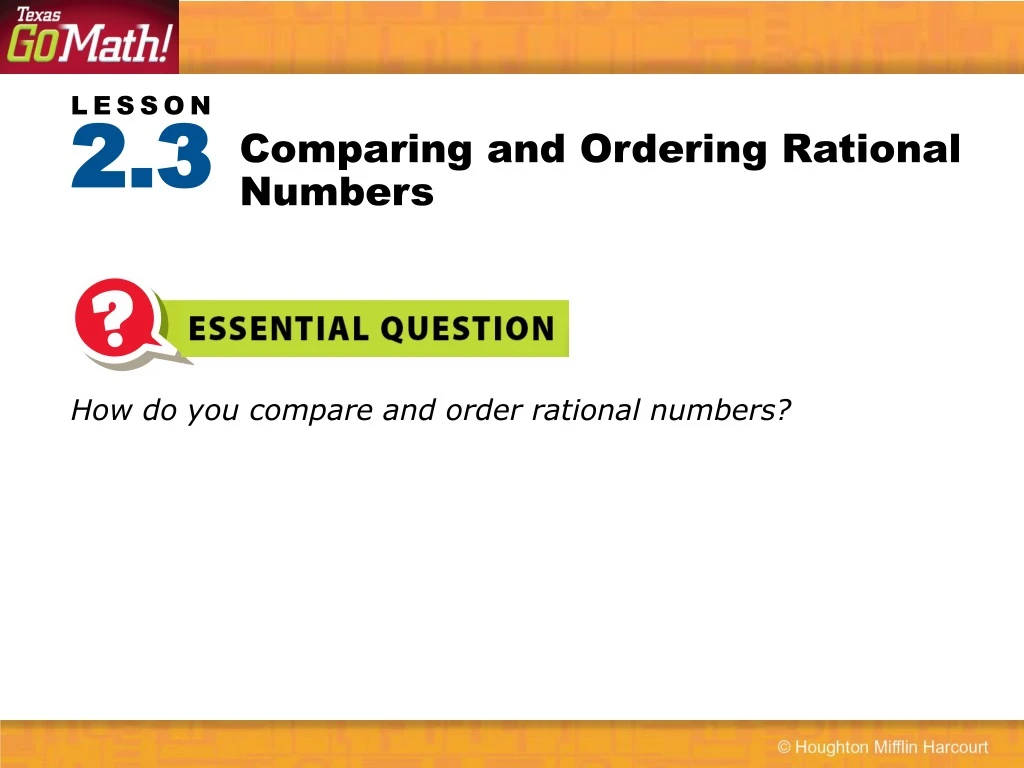 comparing and ordering rational numbers