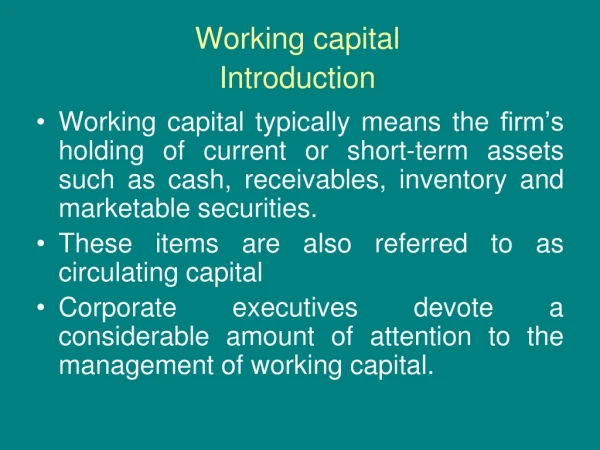 Working capital Introduction
