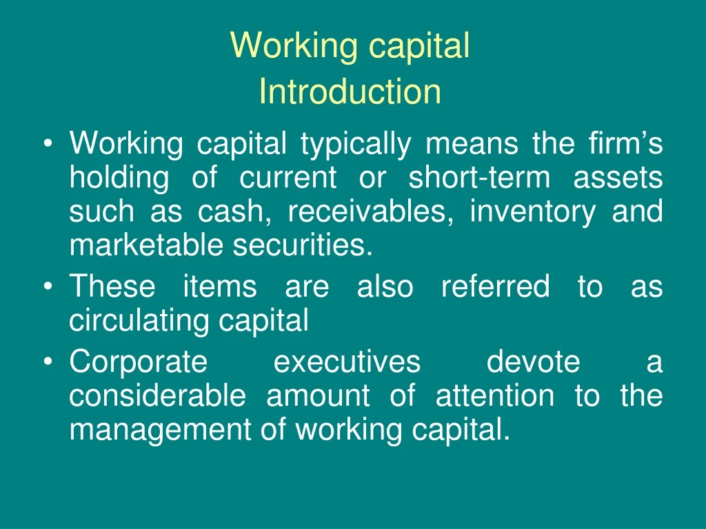 working capital introduction