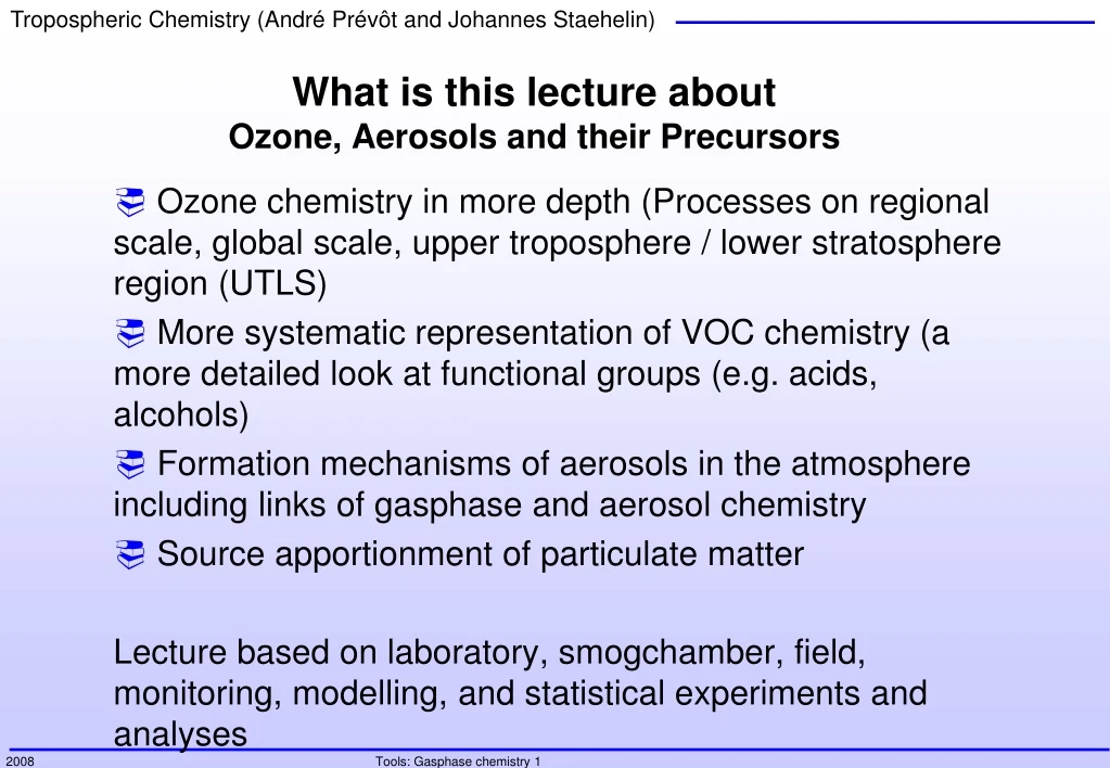 what is this lecture about ozone aerosols and their precursors