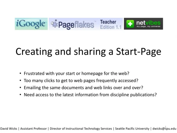Creating and sharing a Start-Page