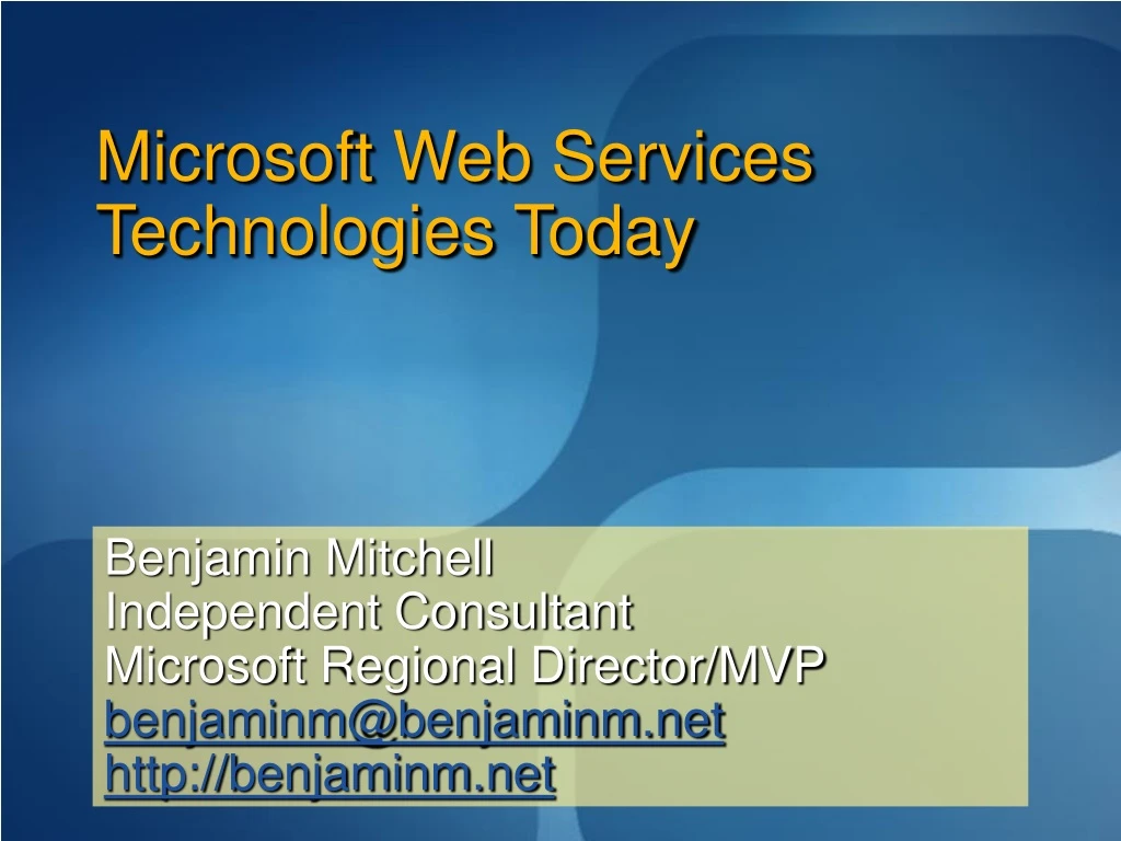 microsoft web services technologies today