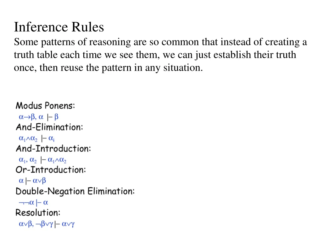inference rules some patterns of reasoning