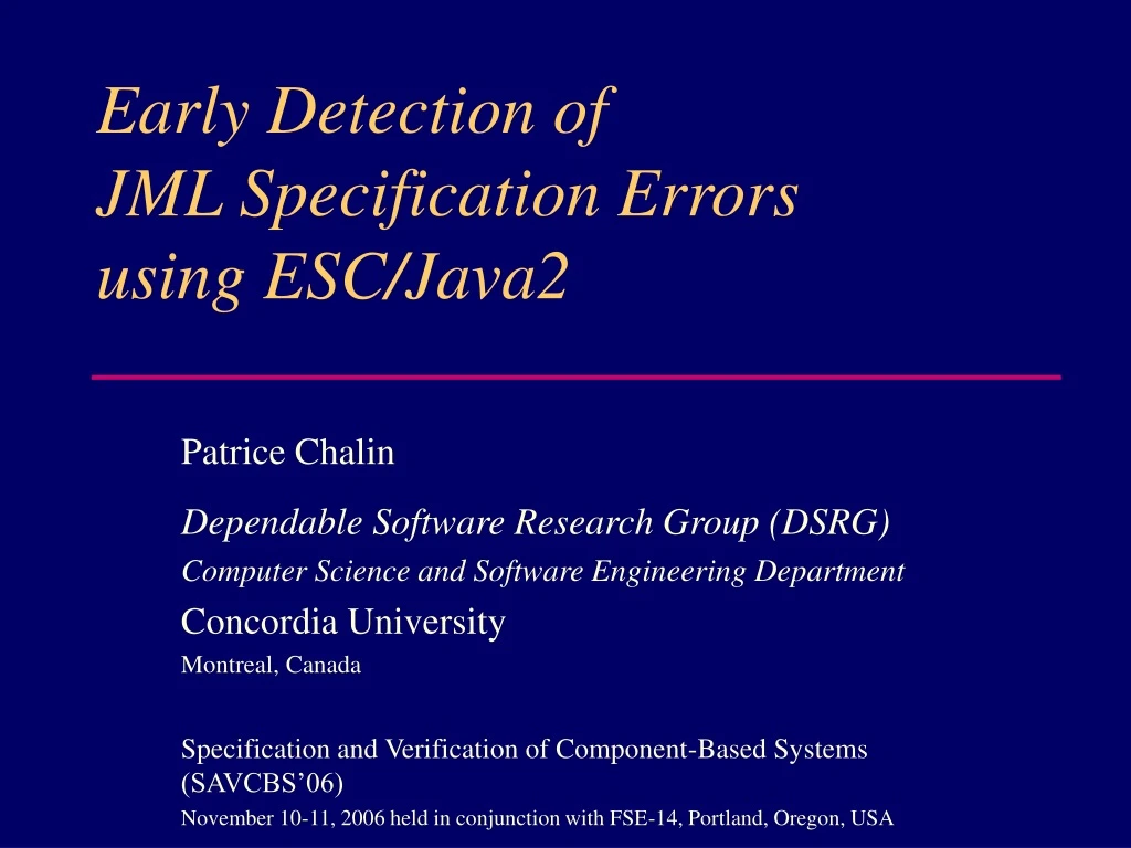 early detection of jml specification errors using esc java2