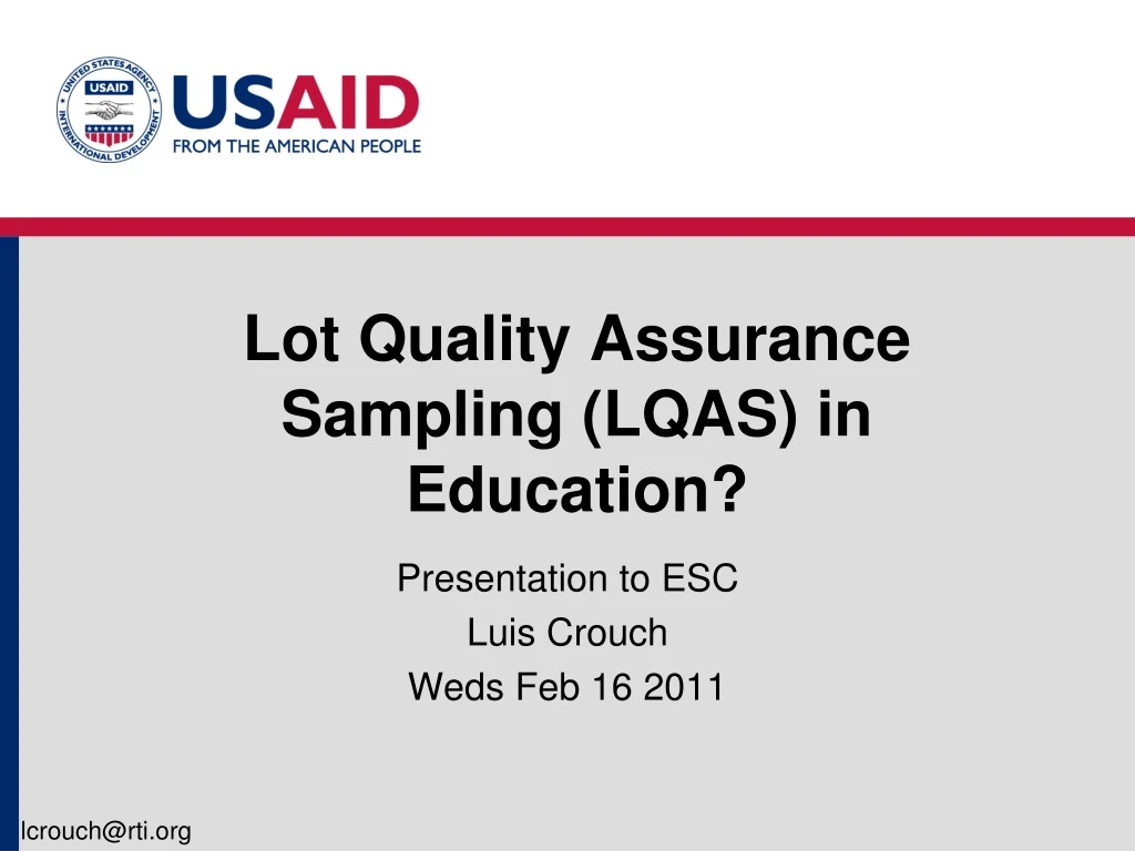 lot quality assurance sampling lqas in education