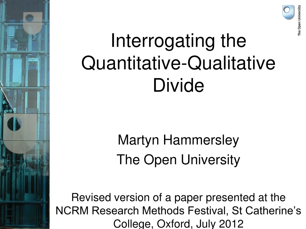 interrogating the quantitative qualitative divide