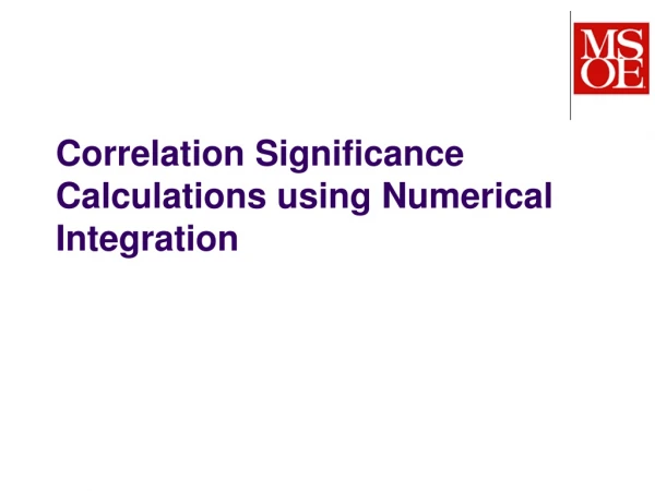 Correlation Significance Calculations using Numerical Integration