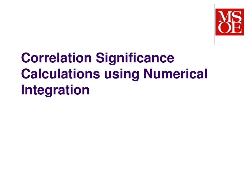 correlation significance calculations using numerical integration