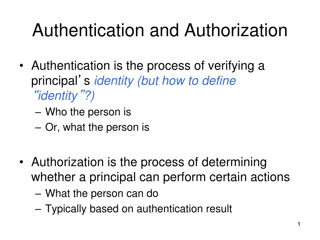 authentication and authorization