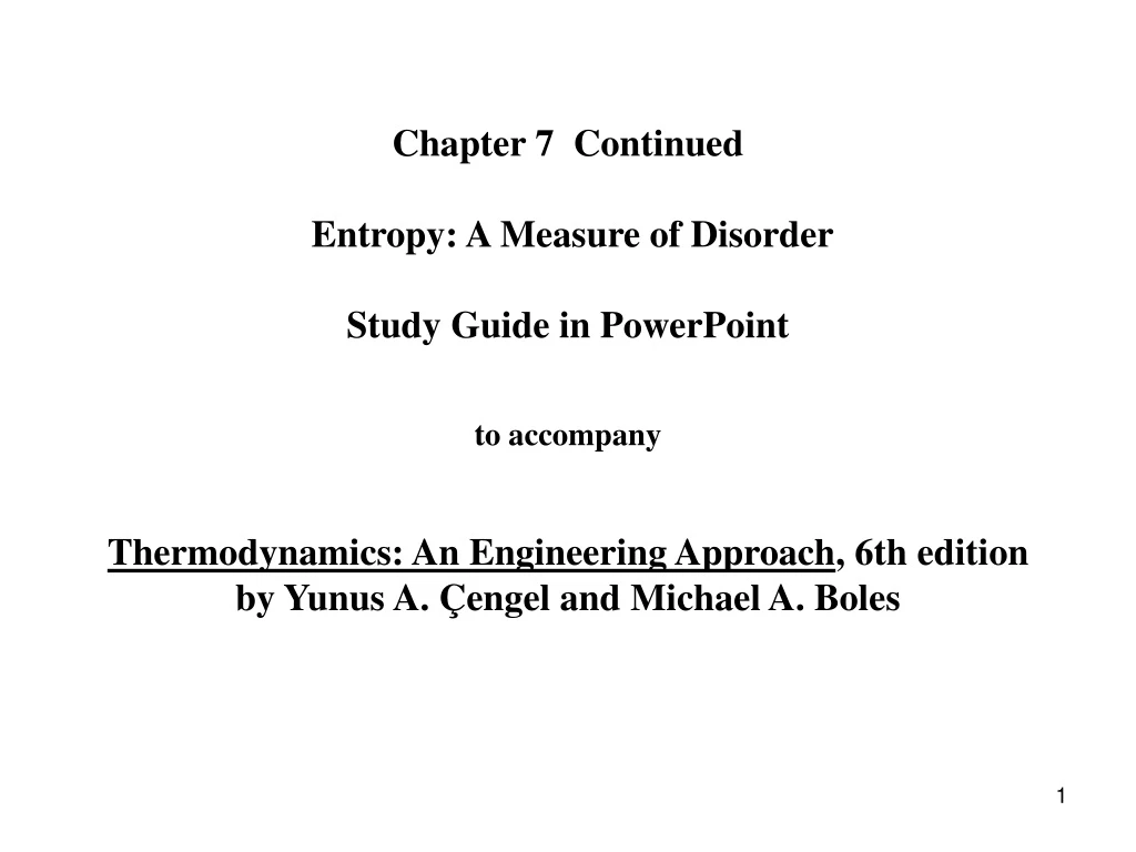 chapter 7 continued entropy a measure of disorder