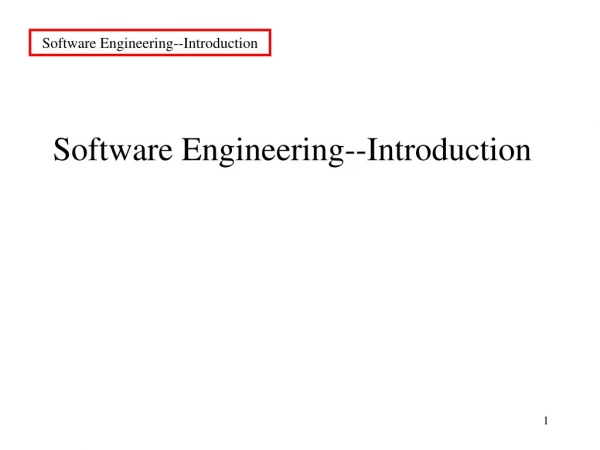 Software Engineering--Introduction