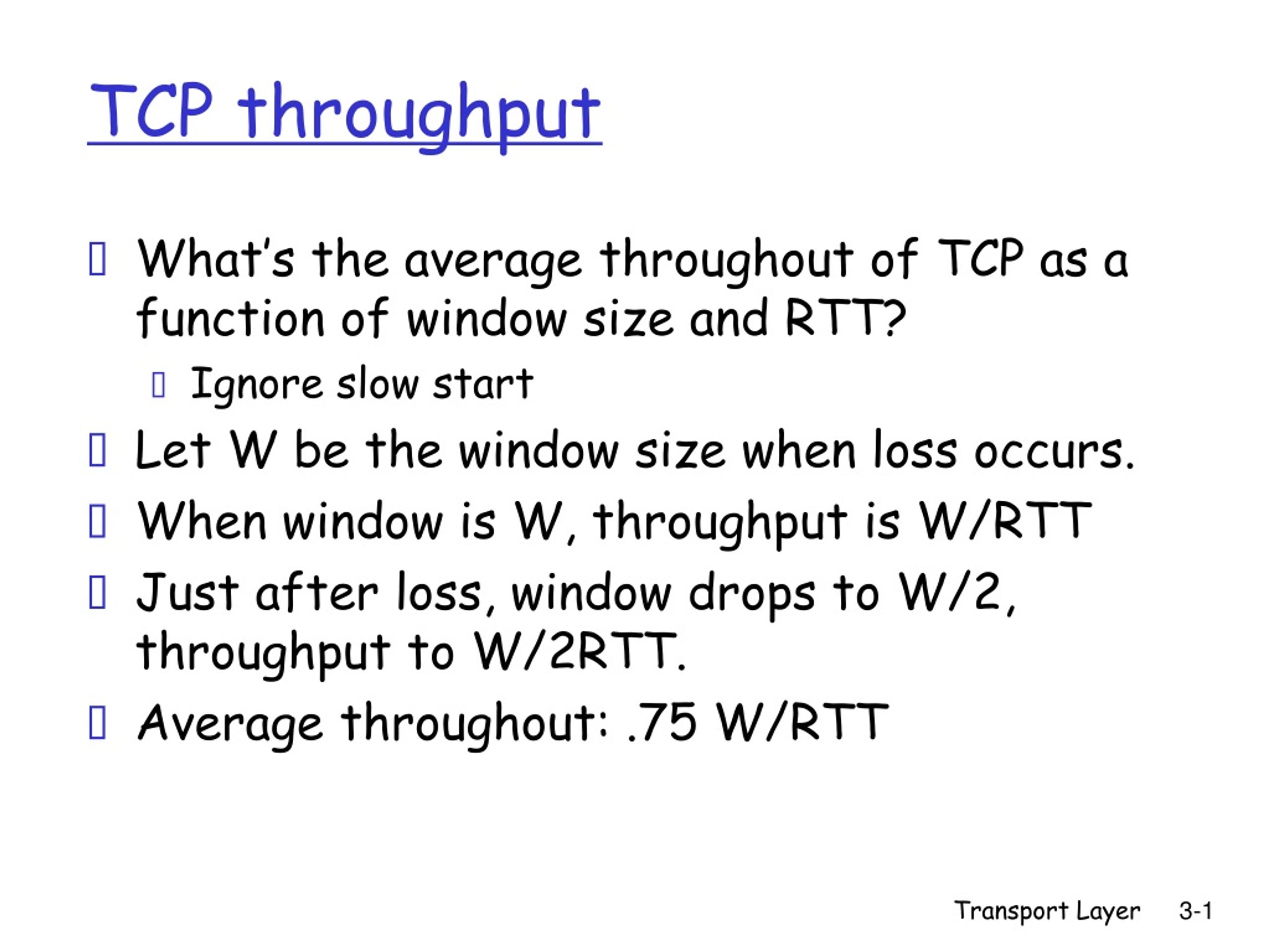 TCP Throughput and Fairness in Transport Layer - slide 1