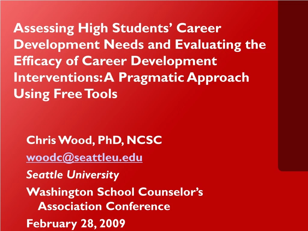 assessing high students career development needs