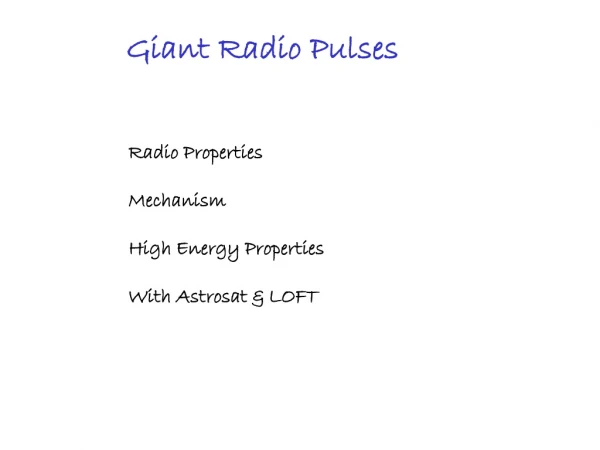 Giant Radio Pulses