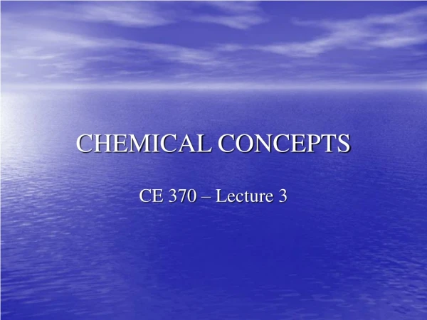 CHEMICAL CONCEPTS