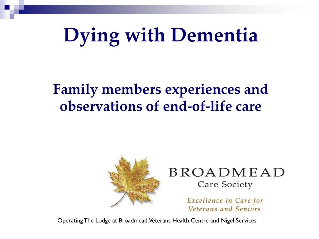 dying with dementia family members experiences