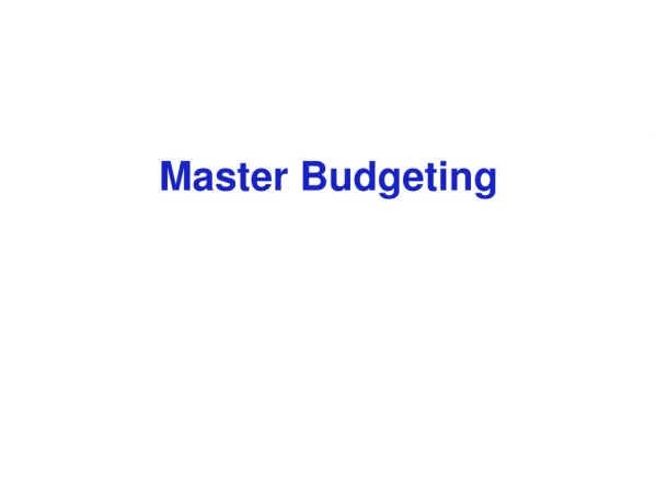 Master Budgeting