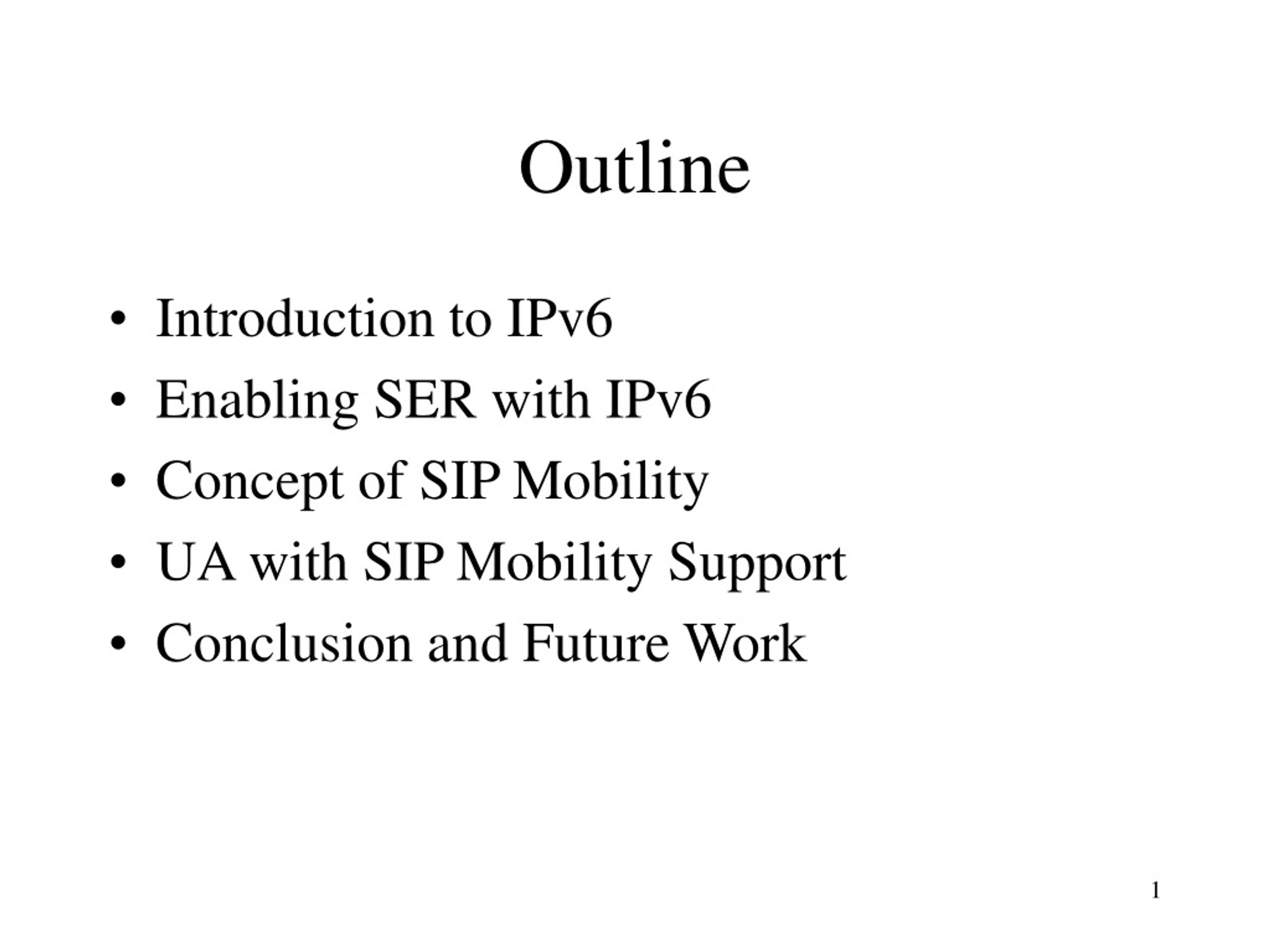 Efficient IPv6 Implementation for Seamless Network Connectivity - slide 1