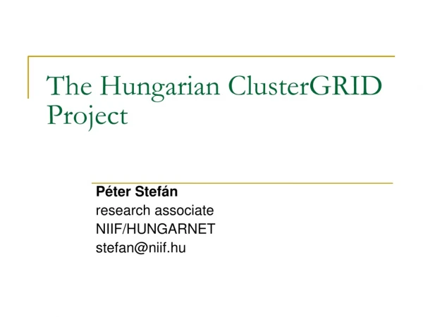 The Hungarian ClusterGRID Project