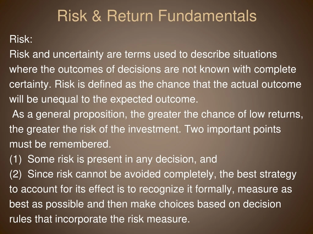 risk return fundamentals