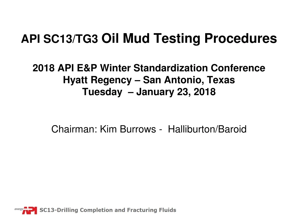 api sc13 tg3 oil mud testing procedures 2018