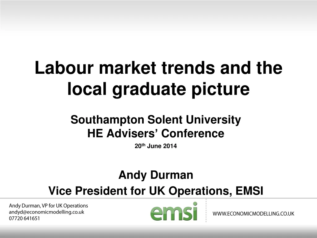 labour market trends and the local graduate picture