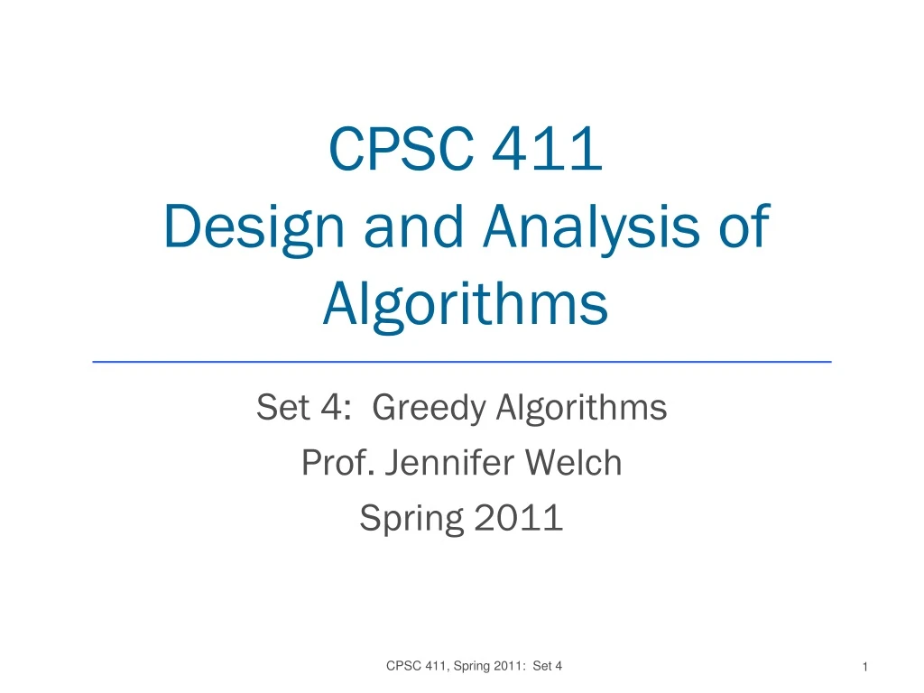 cpsc 411 design and analysis of algorithms