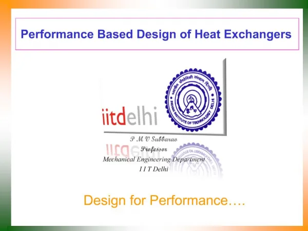Performance Based Design of Heat Exchangers
