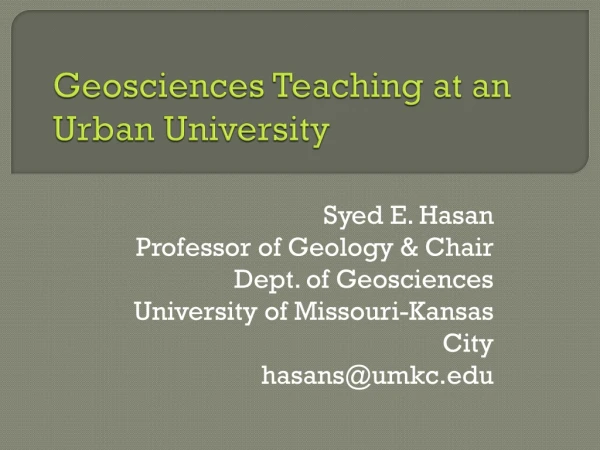 Geosciences Teaching at an Urban University