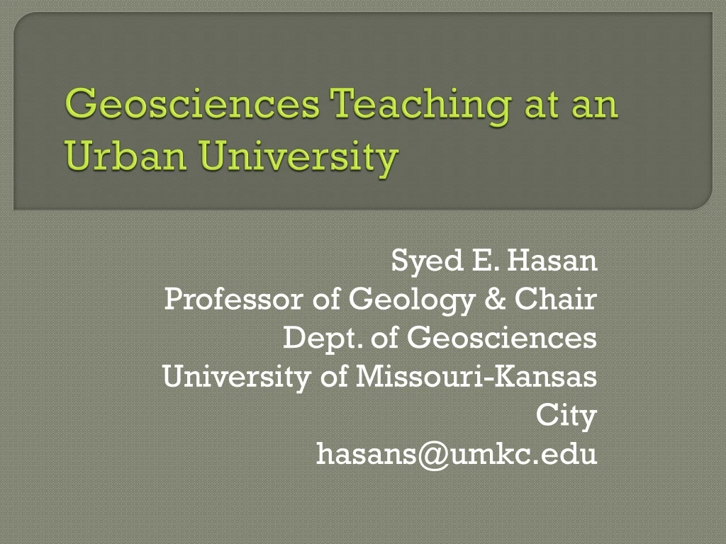 geosciences teaching at an urban university