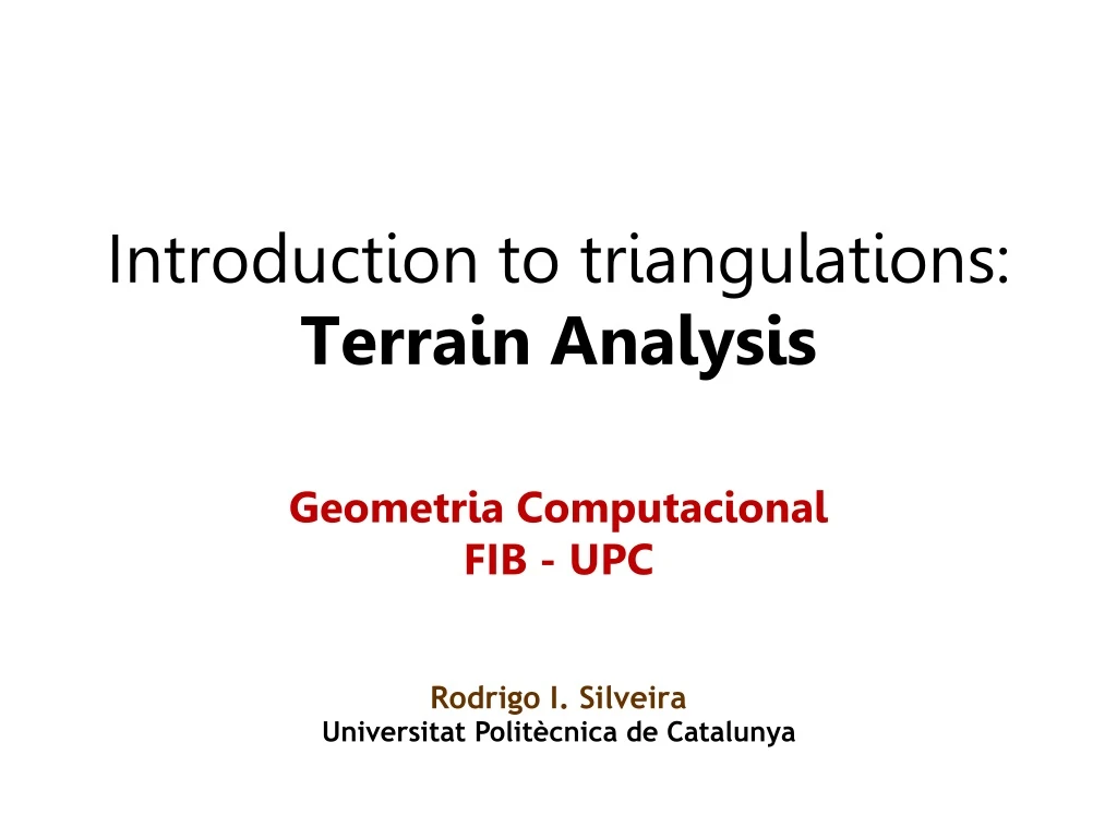 introduction to triangulations terrain analysis