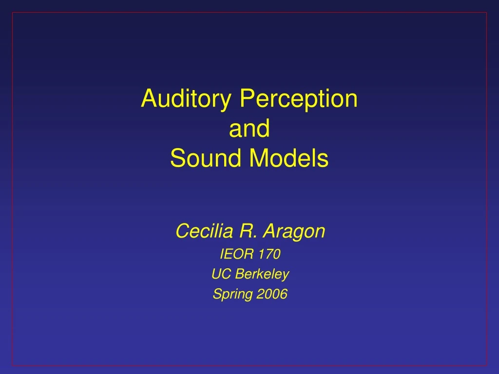 auditory perception and sound models