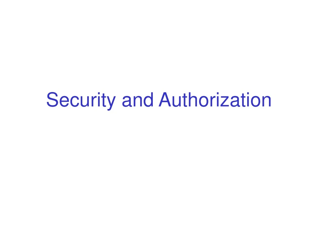 security and authorization