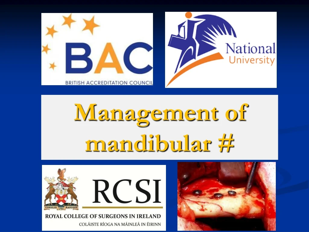 management of mandibular
