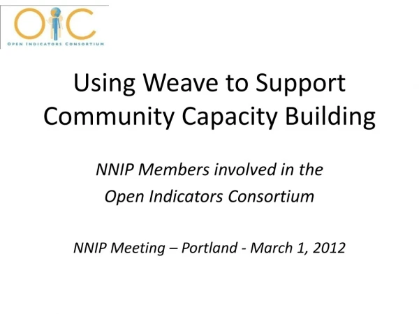 Using Weave to Support Community Capacity Building