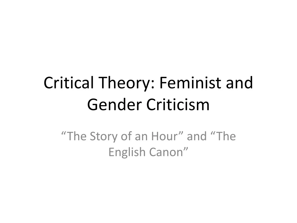 critical theory feminist and gender criticism