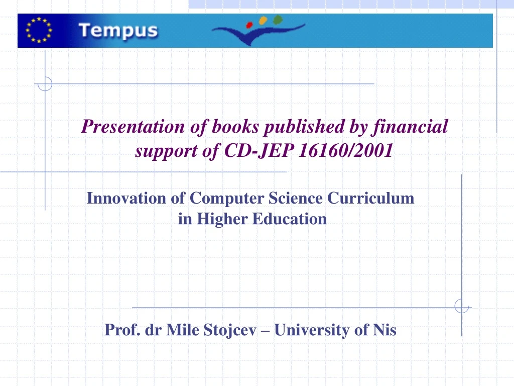 presentation of books published by financial support of cd jep 16160 2001