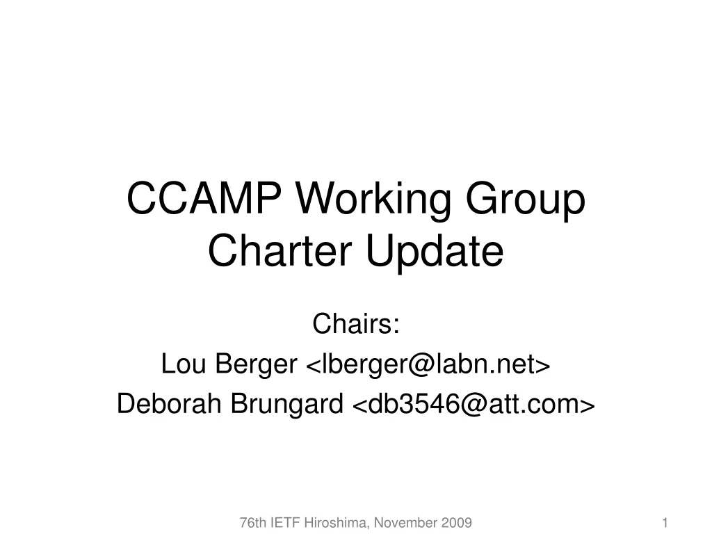 ccamp working group charter update