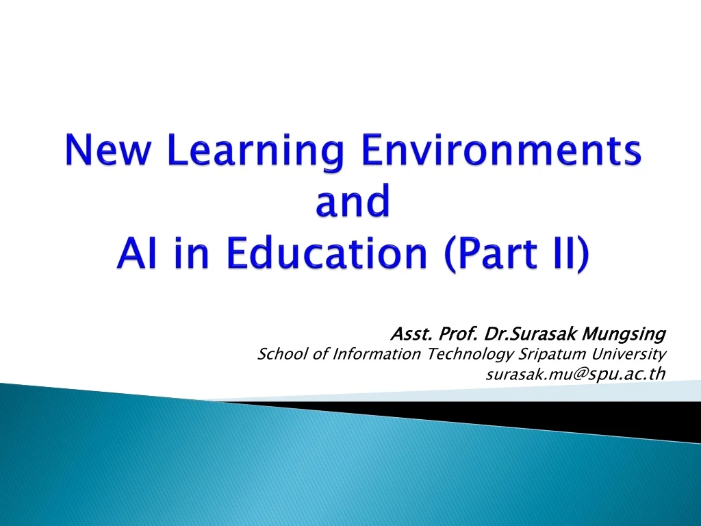 new learning environments and ai in education part ii