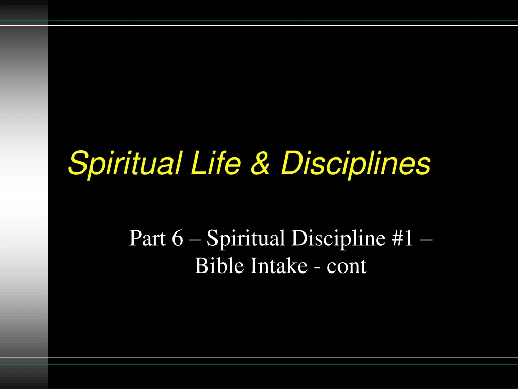 spiritual life disciplines