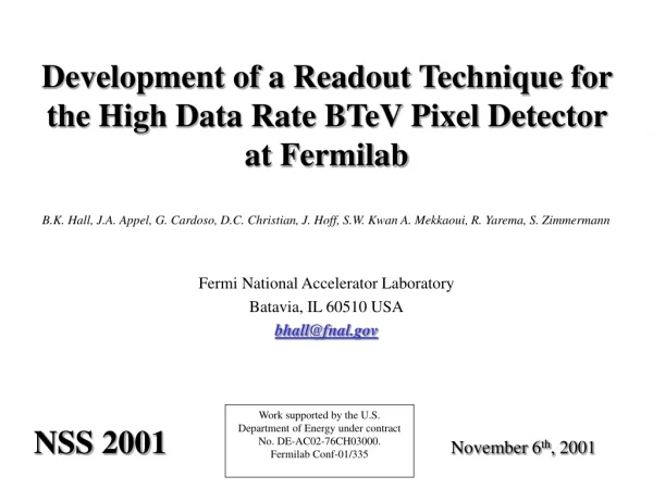 Development of a Readout Technique for the High Data Rate BTeV Pixel Detector at Fermilab